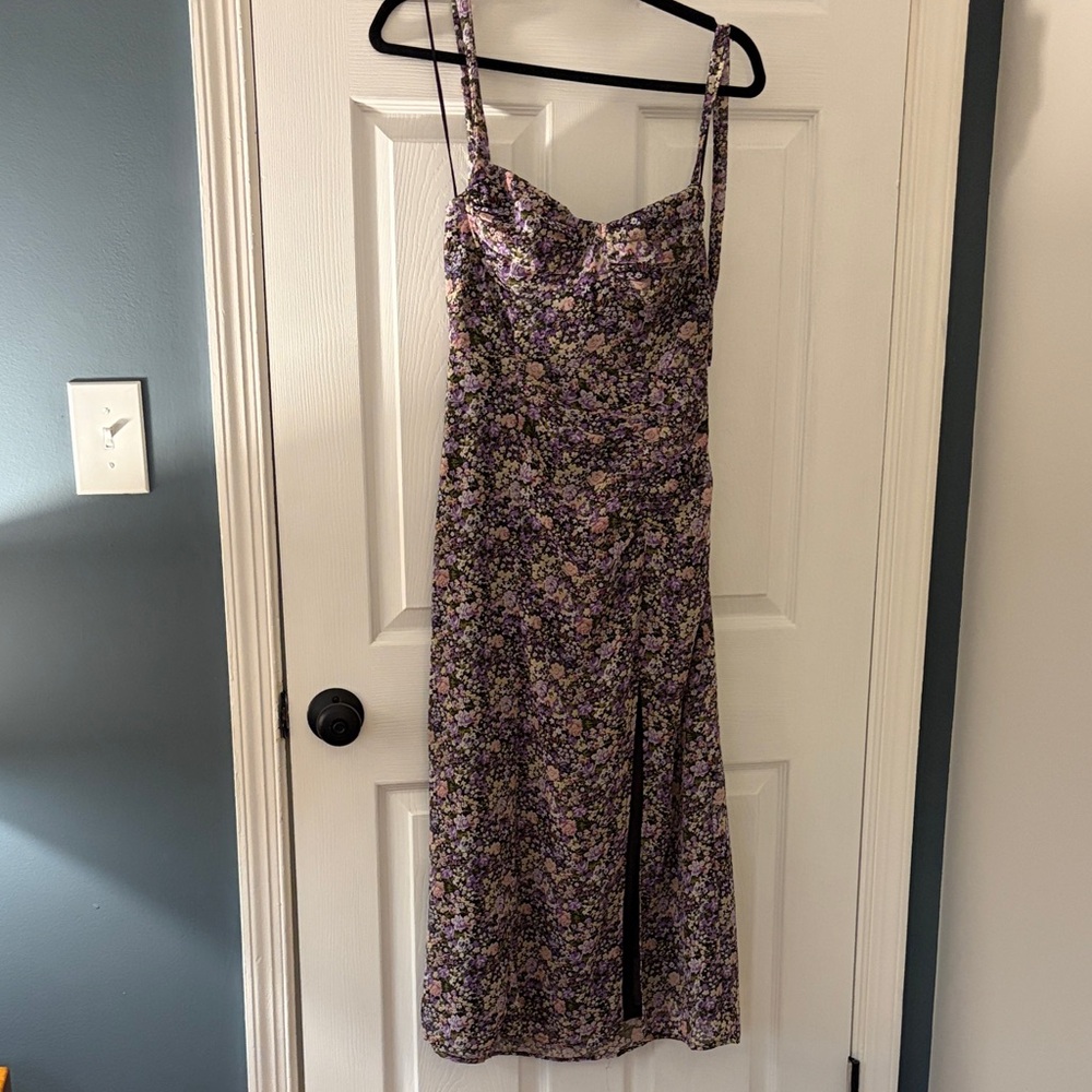 Astr Lavender Floral Midi Slip Dress